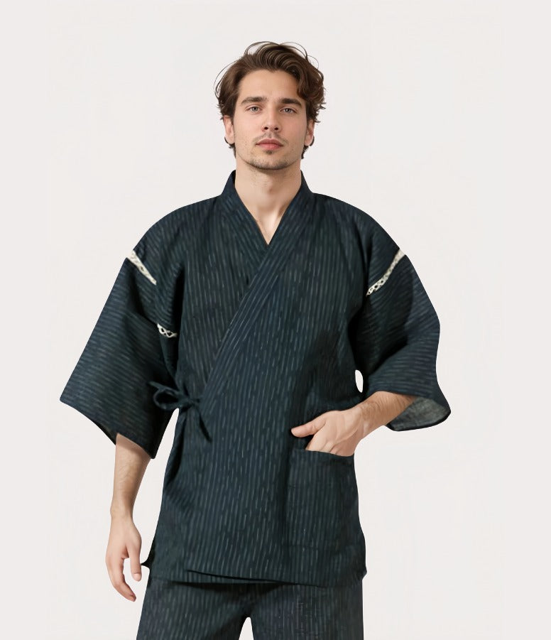 Pyjama kimono homme bleu marine